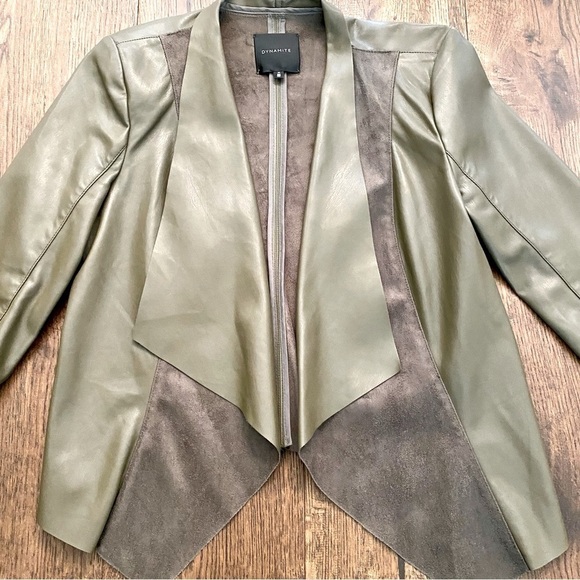 DYNAMITE Cropped Faux Leather and Suede Jacket - Picture 4 of 9